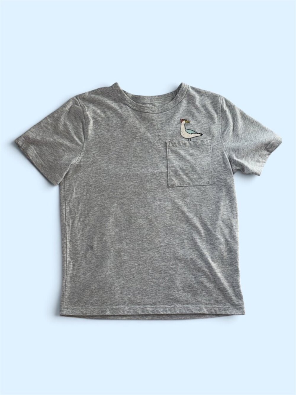 365 Kids Gray Pocket Tee Seagull & Crab Graphic Sz 10